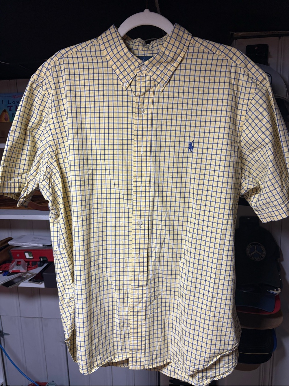 Ralph Lauren Yellow and Blue Checked Button-Down Shirt